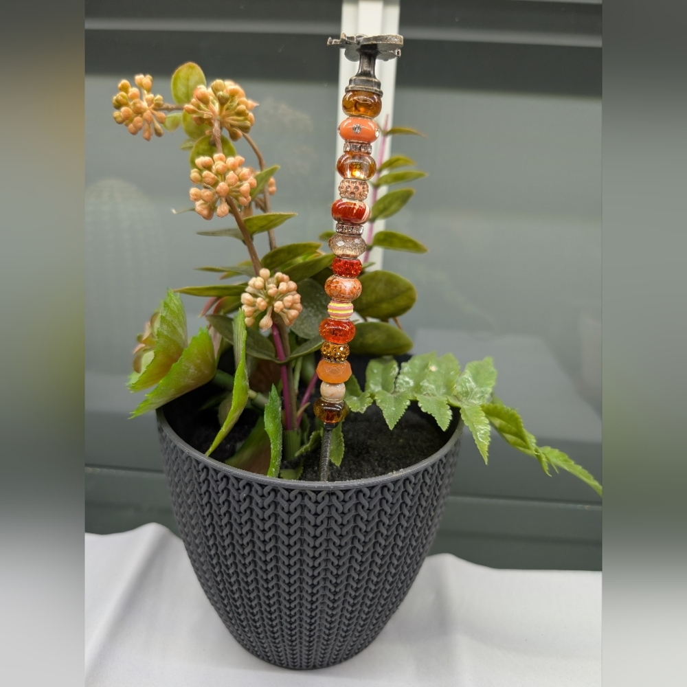 Beaded Fairy Wand/Plant/Garden Stake W/Metal Bee Topper 🐝